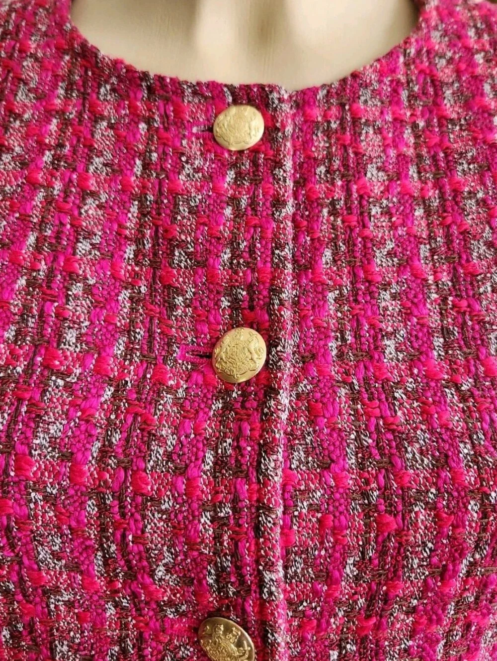 J Crew Factory Pink Plaid Cropped Blazer Size 4 Boucle Preppy Barbie Elle Woods